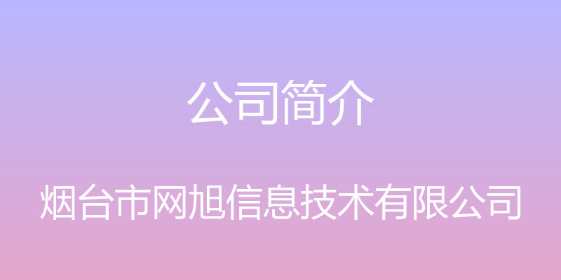 公司简介 - 烟台市网旭信息技术有限公司