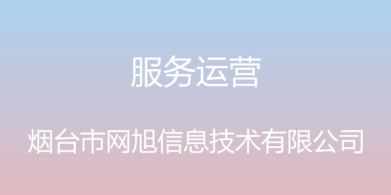 服务运营 - 烟台市网旭信息技术有限公司